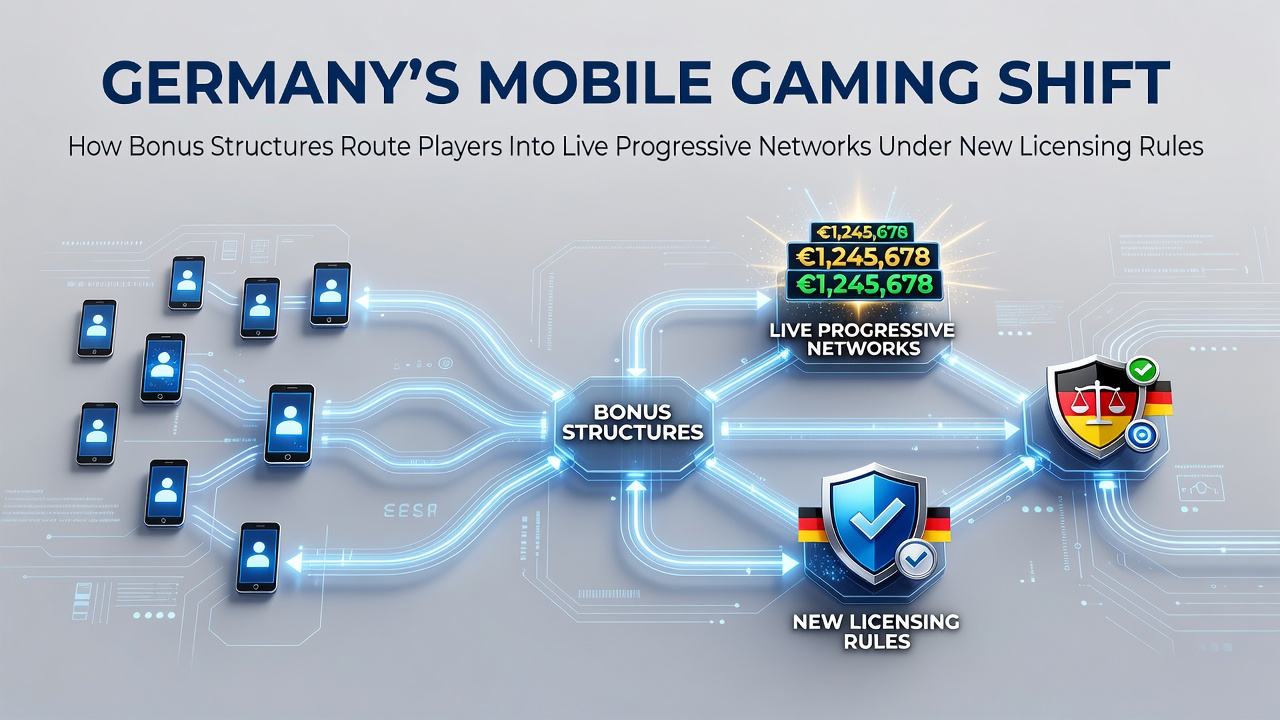 Mobilgeräte mit progressiven Slot-Spielen und Bonusanzeigen im deutschen Glücksspielmarkt