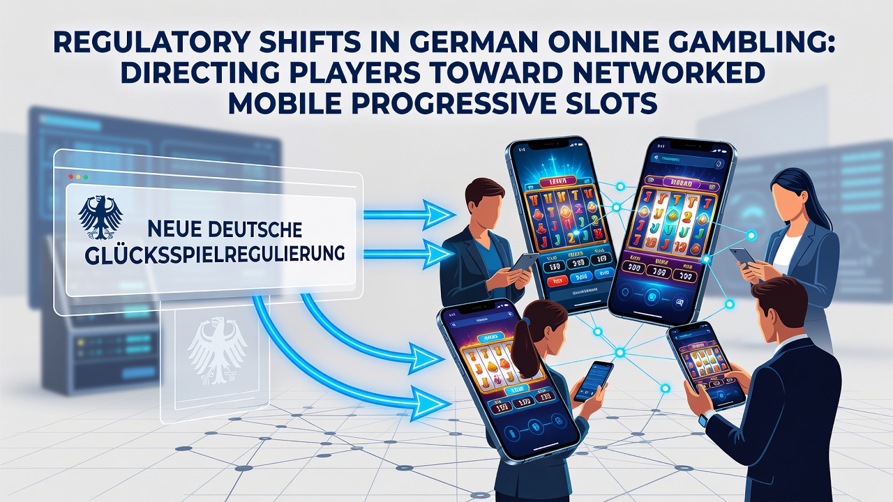 Mobile Schnittstelle eines progressiven Slots mit Affiliate-Promotion und Echtzeit-Jackpot-Anzeige